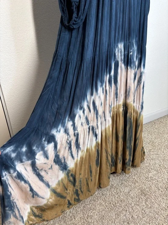 Young Fabulous & Broke Dawn Navy Tie Dye Maxi Dress Bohemian Large - Picture 7 of 16